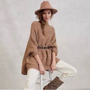 •ANTHROPOLOGIE• rosamund cable knit poncho sweater